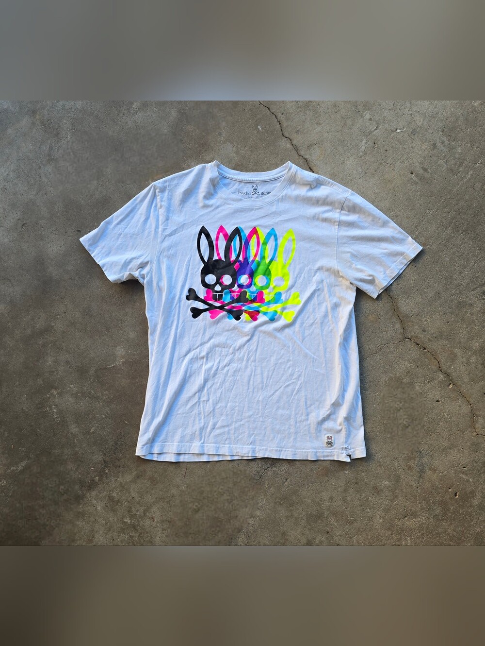 Psycho Bunny T-Shirt Tee Mens Size 8 Echo Pima Cotton 3D Skull Bunny Logo